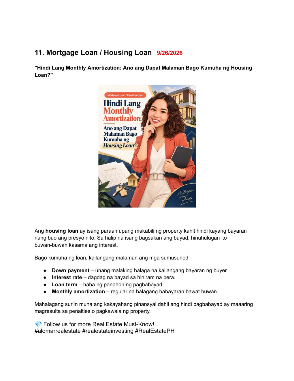 Hindi Lang Monthly Amortization: Ano ang Dapat Malaman Bago Kumuha ng Housing Loan?